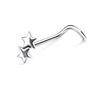 Double Stars Silver Curved Nose Stud NSKB-1008